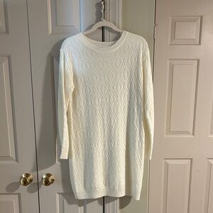 Cozy White Knit Sweater Dress